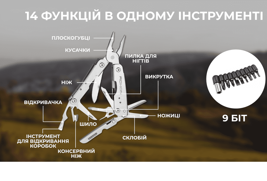 Мультитул Roxon M2 с сменными битами, серый Фото 2